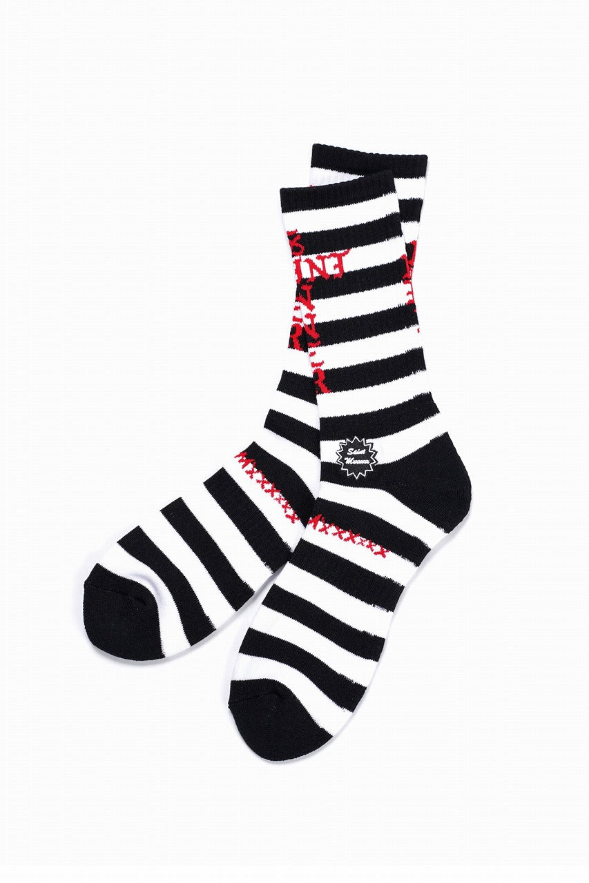 SAINT Mxxxxxx SOCKS / BORDER (BLACK + WHITE) - ETERNAL by LOOM