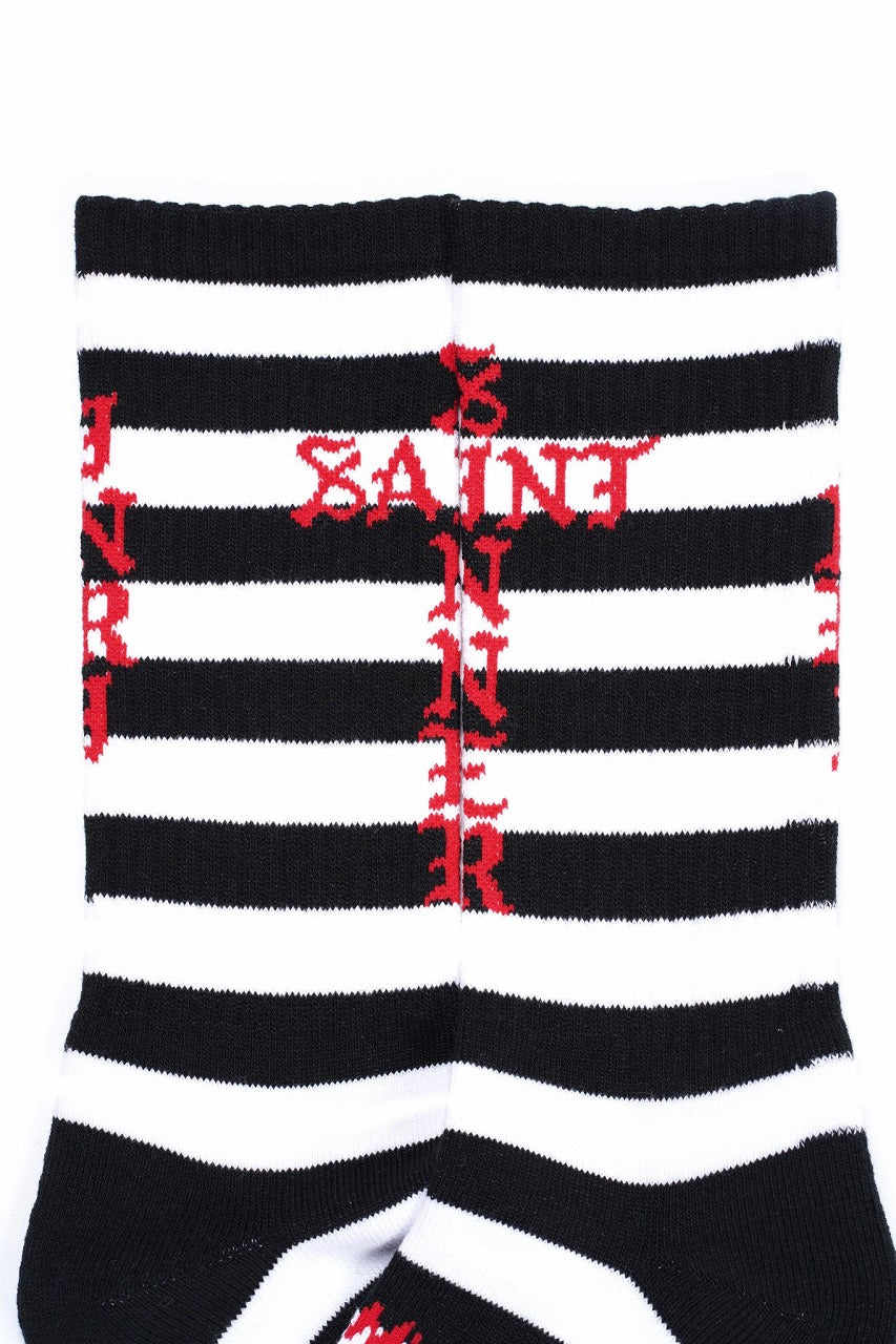 Load image into Gallery viewer, SAINT Mxxxxxx SOCKS / BORDER (BLACK + WHITE)