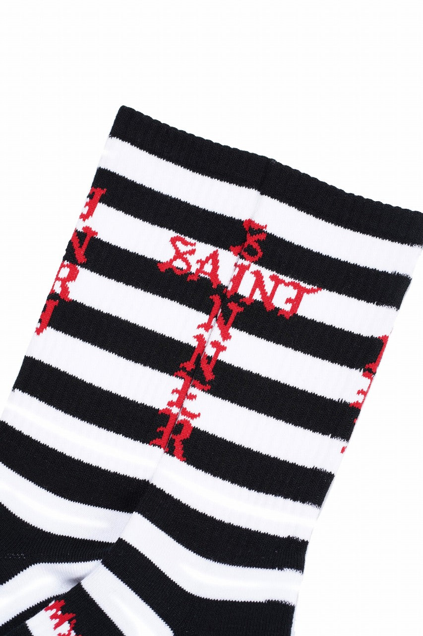 Load image into Gallery viewer, SAINT Mxxxxxx SOCKS / BORDER (BLACK + WHITE)