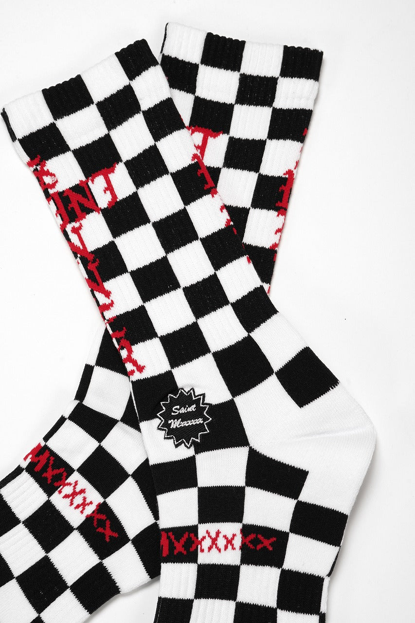 SAINT Mxxxxxx SOCKS / SINNER (BLACK + RED)