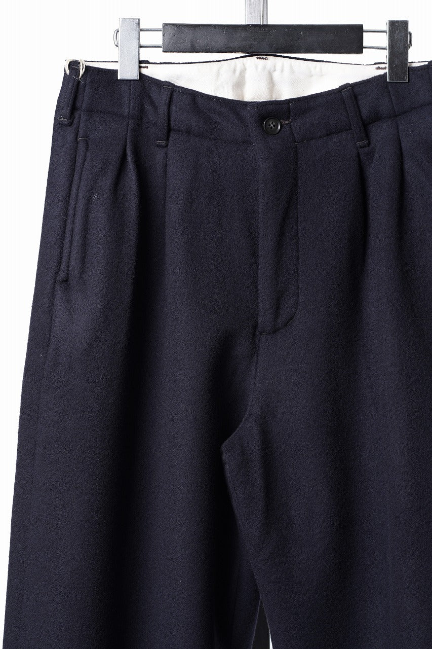 Load image into Gallery viewer, FULLCOUNT 1145 WOOL MELTON WIDETUCK TROUSERS (NAVY)
