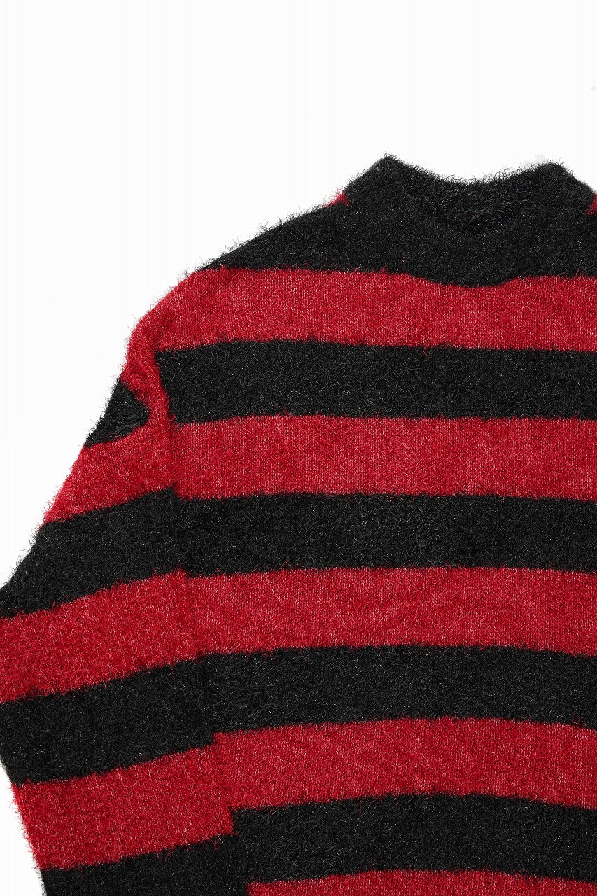 画像をギャラリービューアに読み込む, SAINT Mxxxxxx CREW NECK KNIT / GLITTER BORDER (BLACK + RED)