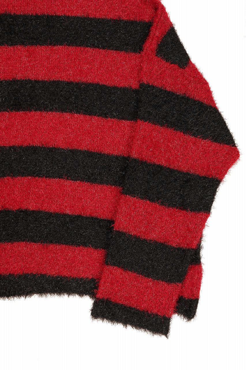 SAINT Mxxxxxx CREW NECK KNIT / GLITTER BORDER (BLACK + RED)