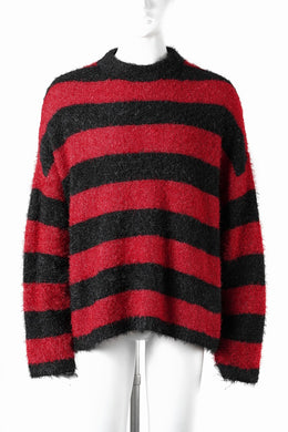 SAINT Mxxxxxx CREW NECK KNIT / GLITTER BORDER (BLACK + RED)