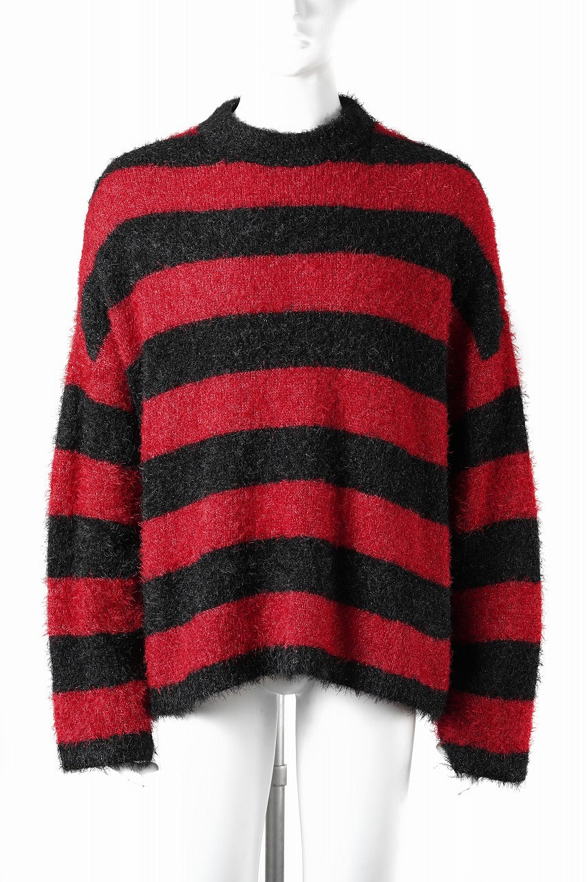 SAINT Mxxxxxx CREW NECK KNIT / GLITTER BORDER (BLACK + RED)