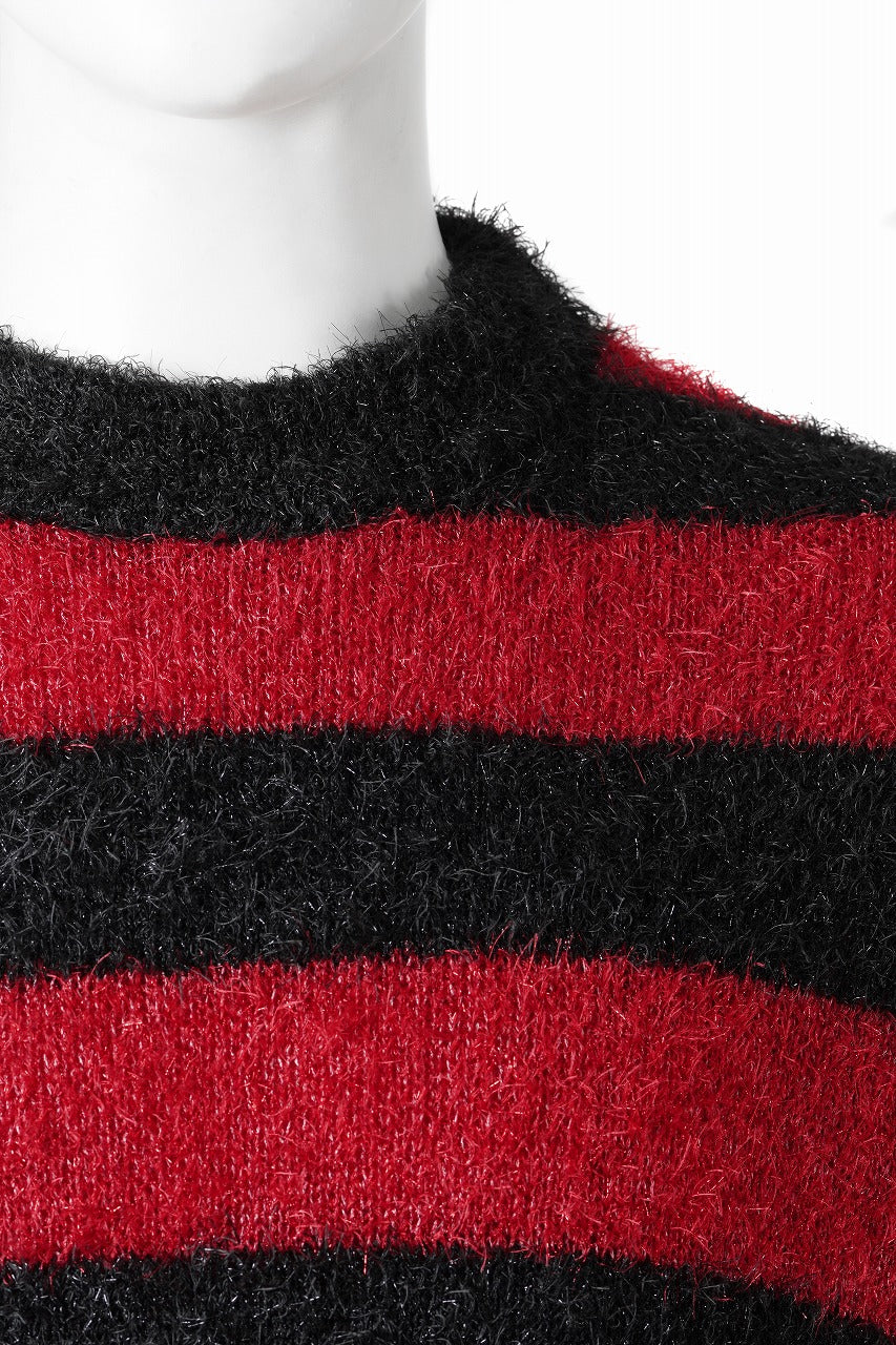 画像をギャラリービューアに読み込む, SAINT Mxxxxxx CREW NECK KNIT / GLITTER BORDER (BLACK + RED)