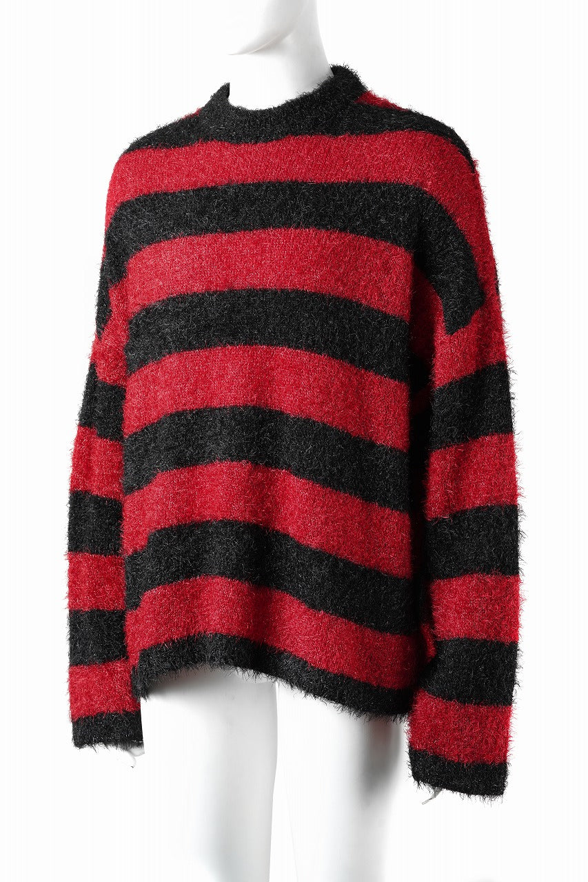 画像をギャラリービューアに読み込む, SAINT Mxxxxxx CREW NECK KNIT / GLITTER BORDER (BLACK + RED)