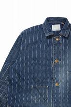 Load image into Gallery viewer, FULLCOUNT WABASH CHOREJACKET / INDIGO DYED DRILL with WASH STAR STRIPE (INDIGO / HAND WASHED)