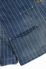Load image into Gallery viewer, FULLCOUNT WABASH CHOREJACKET / INDIGO DYED DRILL with WASH STAR STRIPE (INDIGO / HAND WASHED)