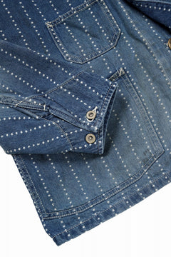 Load image into Gallery viewer, FULLCOUNT WABASH CHOREJACKET / INDIGO DYED DRILL with WASH STAR STRIPE (INDIGO / HAND WASHED)