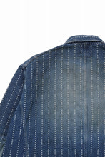Load image into Gallery viewer, FULLCOUNT WABASH CHOREJACKET / INDIGO DYED DRILL with WASH STAR STRIPE (INDIGO / HAND WASHED)