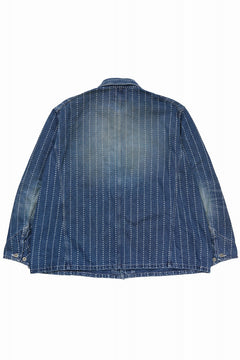 Load image into Gallery viewer, FULLCOUNT WABASH CHOREJACKET / INDIGO DYED DRILL with WASH STAR STRIPE (INDIGO / HAND WASHED)