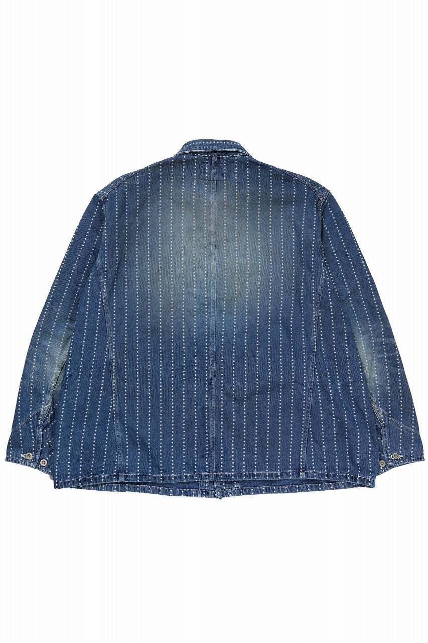 Load image into Gallery viewer, FULLCOUNT WABASH CHOREJACKET / INDIGO DYED DRILL with WASH STAR STRIPE (INDIGO / HAND WASHED)