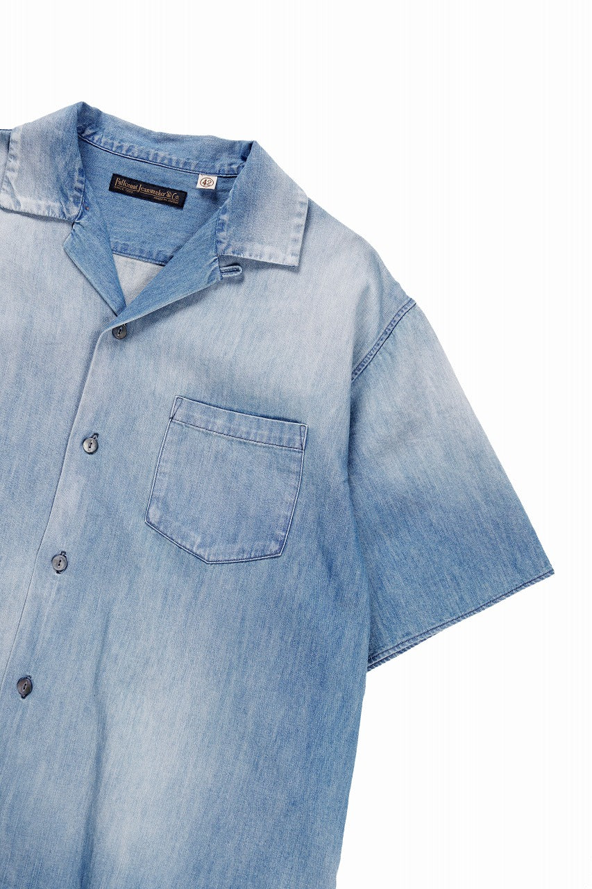 画像をギャラリービューアに読み込む, FULLCOUNT 4100HW-2 Denim Open Collar S/S Shirt (Indigo Blue)