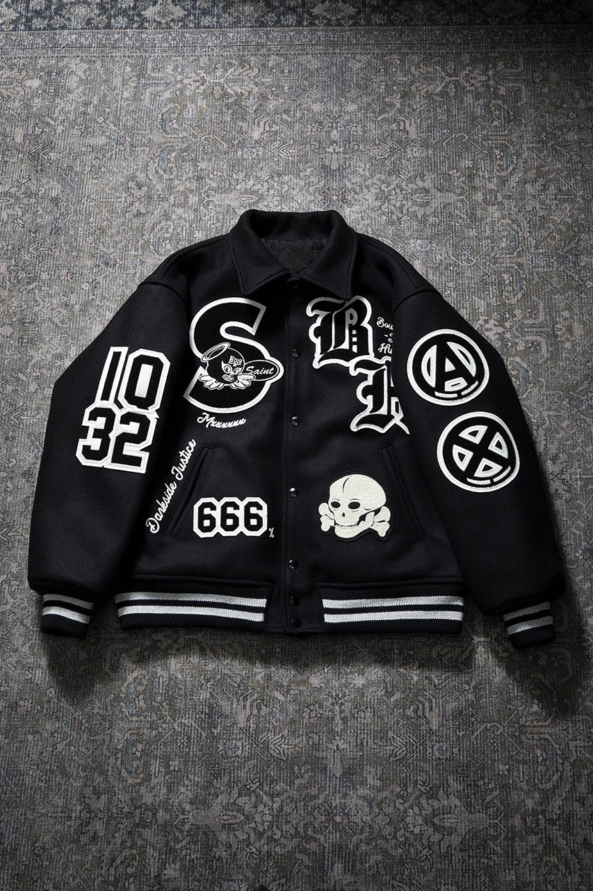 画像をギャラリービューアに読み込む, SAINT Mxxxxxx x BOUNTY HUNTER VARSITY JACKET / SAINTY HUNTER (BLACK)