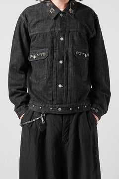 Load image into Gallery viewer, FULLCOUNT × HTC Type-2  Super Smooth Jean Jacket On Studs by Zip Stevenson (BLACK)