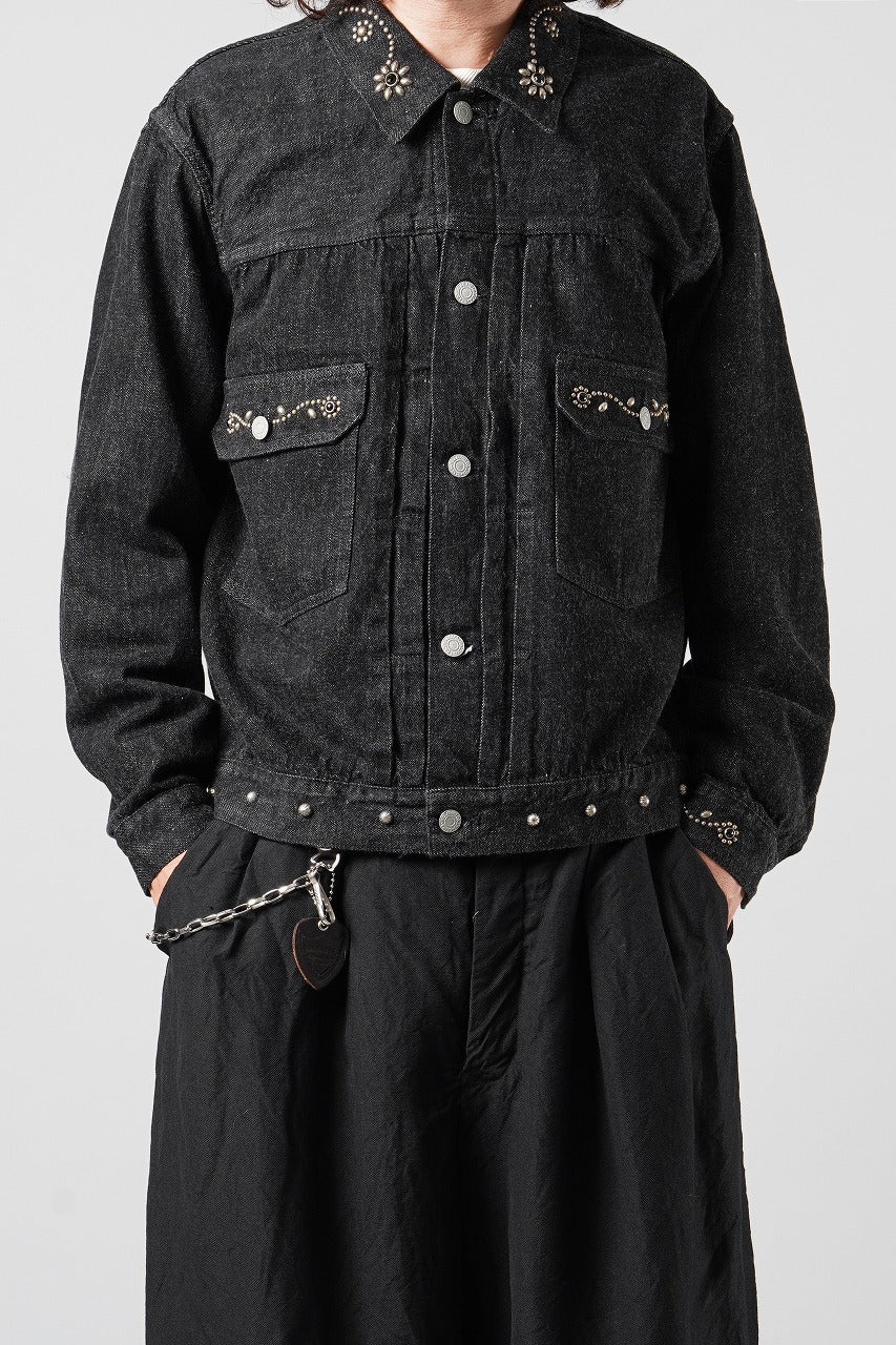 Load image into Gallery viewer, FULLCOUNT × HTC Type-2  Super Smooth Jean Jacket On Studs by Zip Stevenson (BLACK)