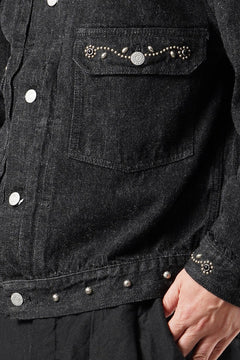 Load image into Gallery viewer, FULLCOUNT × HTC Type-2  Super Smooth Jean Jacket On Studs by Zip Stevenson (BLACK)