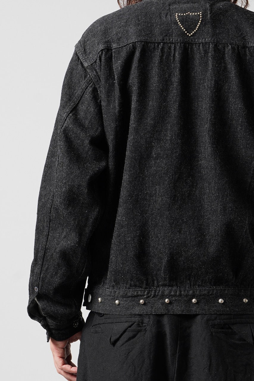 Load image into Gallery viewer, FULLCOUNT × HTC Type-2  Super Smooth Jean Jacket On Studs by Zip Stevenson (BLACK)