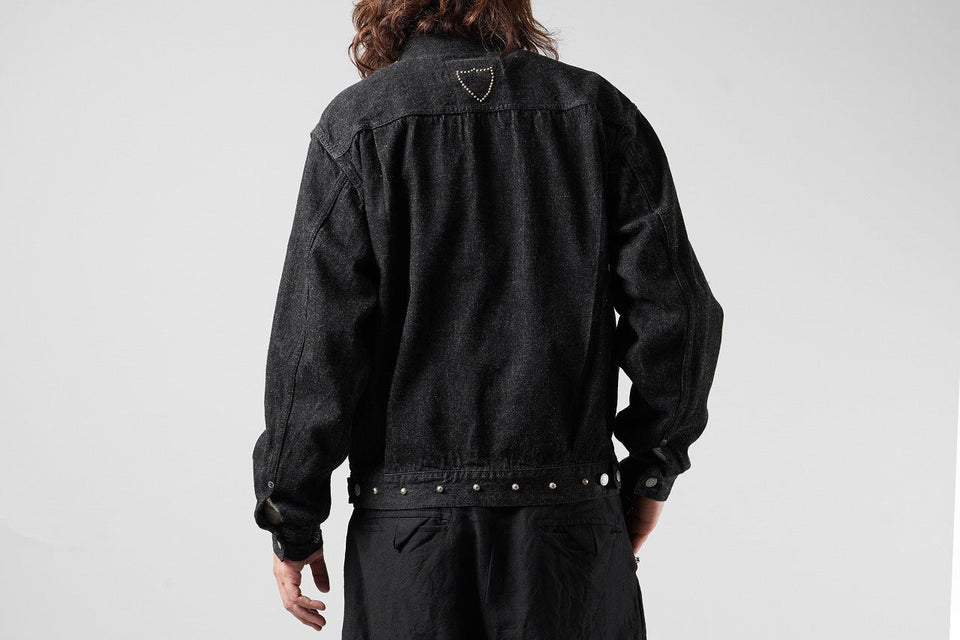 Load image into Gallery viewer, FULLCOUNT × HTC Type-2  Super Smooth Jean Jacket On Studs by Zip Stevenson (BLACK)