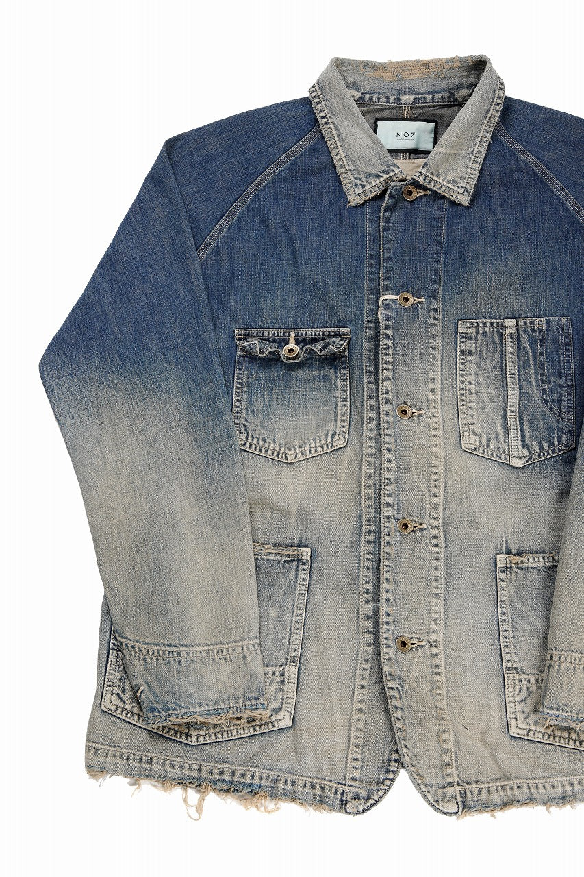 画像をギャラリービューアに読み込む, FULLCOUNT x N/07 exclusive COVER ALL JACKET / 10.5oz Zimbabwe Denim (INDIGO BLUE / EFFECTED)