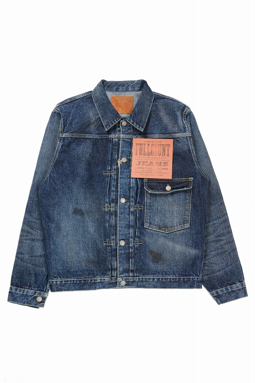 Load image into Gallery viewer, FULLCOUNT "Fear Of The Dark" Type-1 Jean Jacket / 15.5oz Zimbabwe Selvedge Denim (INDIGO BLUE)