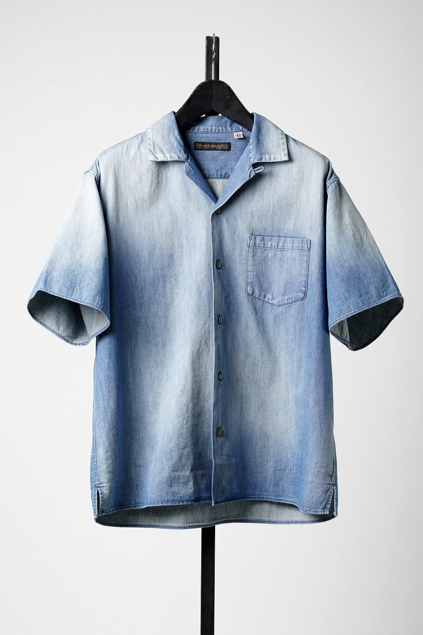 画像をギャラリービューアに読み込む, FULLCOUNT 4100HW-2 Denim Open Collar S/S Shirt (Indigo Blue)