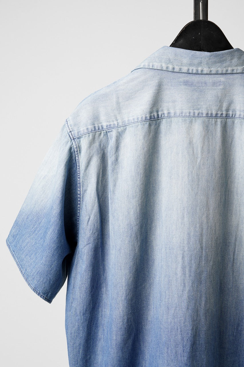 画像をギャラリービューアに読み込む, FULLCOUNT 4100HW-2 Denim Open Collar S/S Shirt (Indigo Blue)