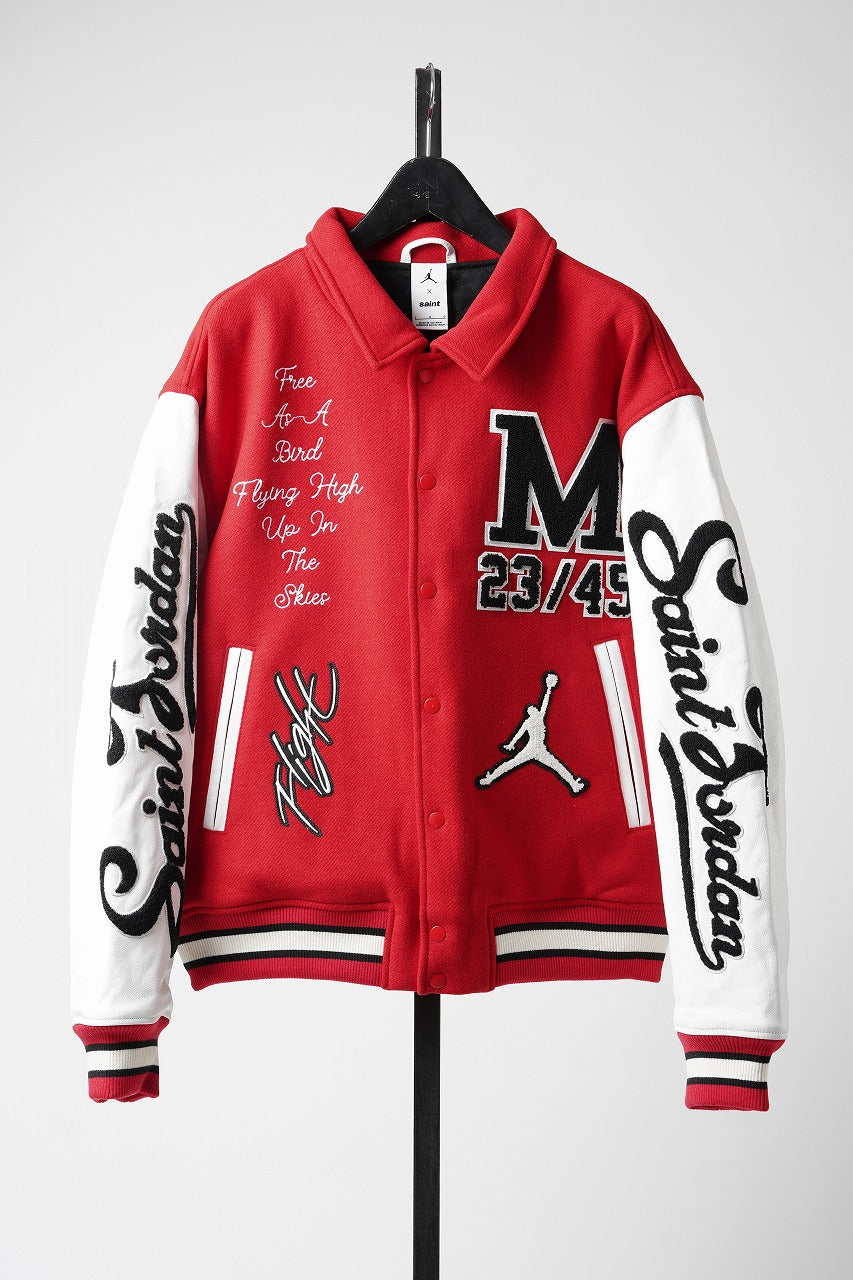 Load image into Gallery viewer, SAINT Mxxxxxx x JORDAN BRAND / M J SM VARSITY JACKET (RED x WHITE)