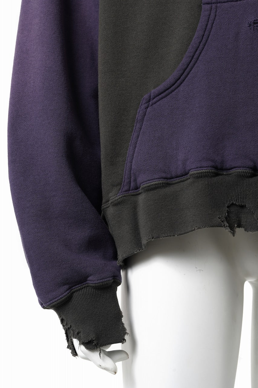 Load image into Gallery viewer, FULLCOUNT FADING DOUBLE FACE SWEAT HOODIE (EGG PLANT x BLACK)