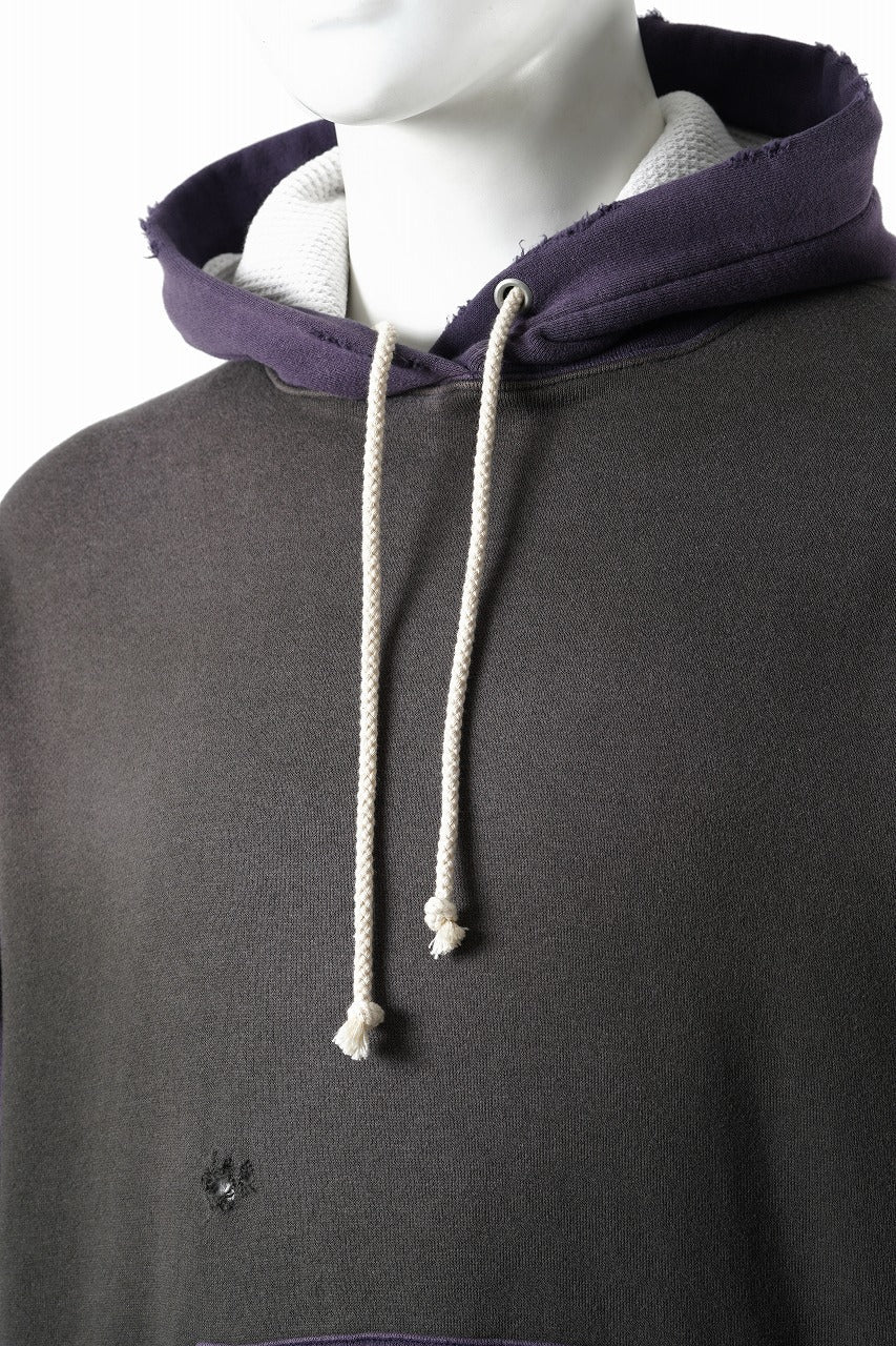 Load image into Gallery viewer, FULLCOUNT FADING DOUBLE FACE SWEAT HOODIE (EGG PLANT x BLACK)
