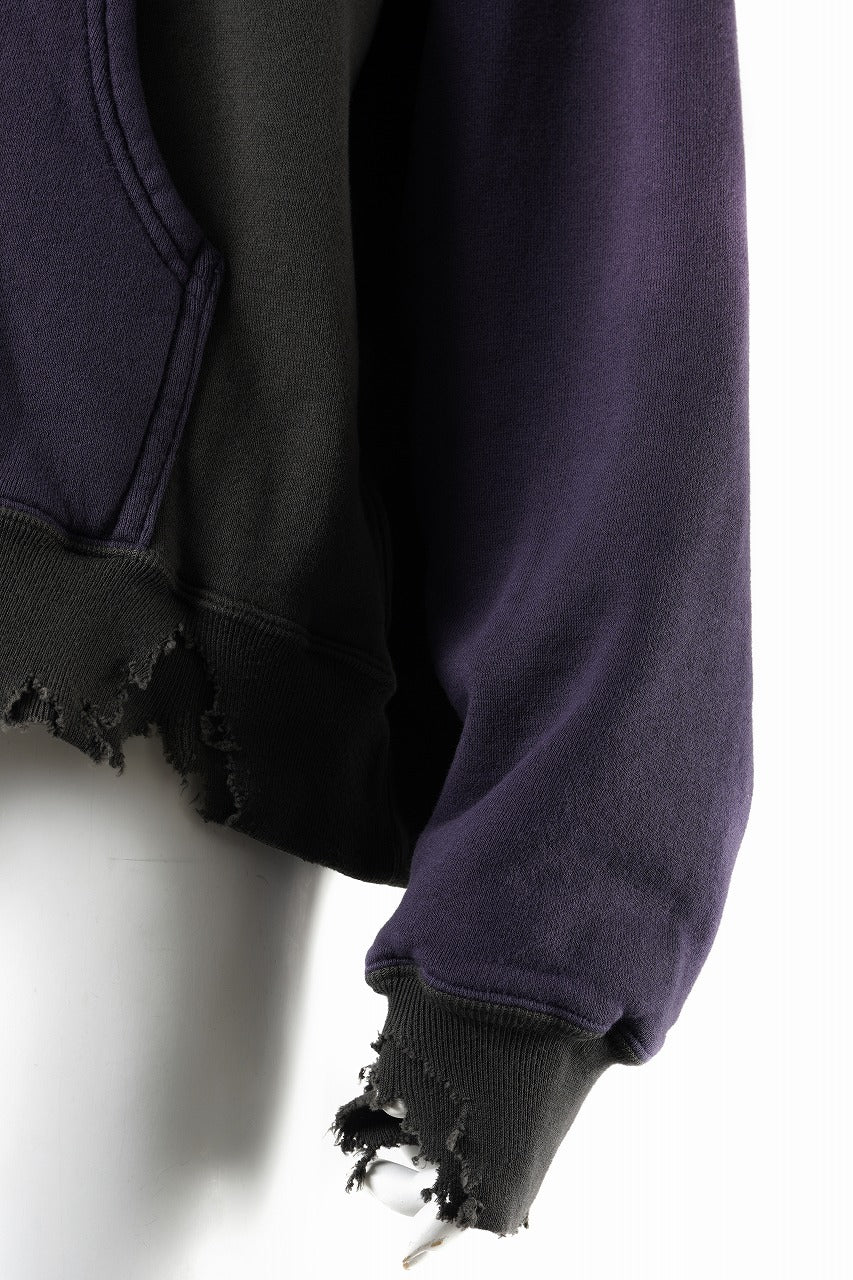 Load image into Gallery viewer, FULLCOUNT FADING DOUBLE FACE SWEAT HOODIE (EGG PLANT x BLACK)
