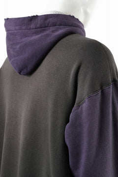 Load image into Gallery viewer, FULLCOUNT FADING DOUBLE FACE SWEAT HOODIE (EGG PLANT x BLACK)
