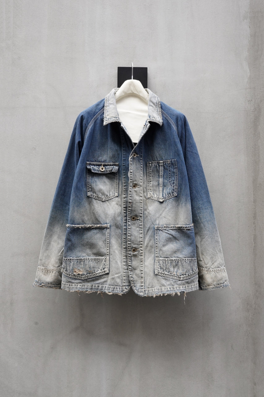 画像をギャラリービューアに読み込む, FULLCOUNT x N/07 exclusive COVER ALL JACKET / 10.5oz Zimbabwe Denim (INDIGO BLUE / EFFECTED)