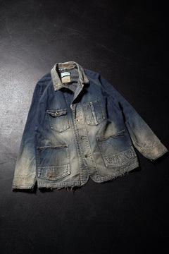 画像をギャラリービューアに読み込む, FULLCOUNT x N/07 exclusive COVER ALL JACKET / 10.5oz Zimbabwe Denim (INDIGO BLUE / EFFECTED)