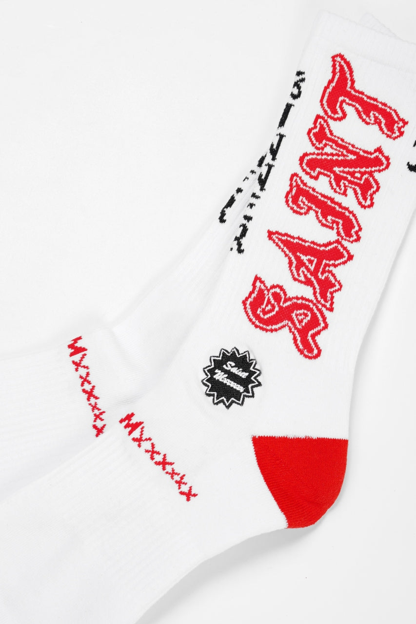 Load image into Gallery viewer, SAINT Mxxxxxx SOCKS / SAINT (WHITE+RED)