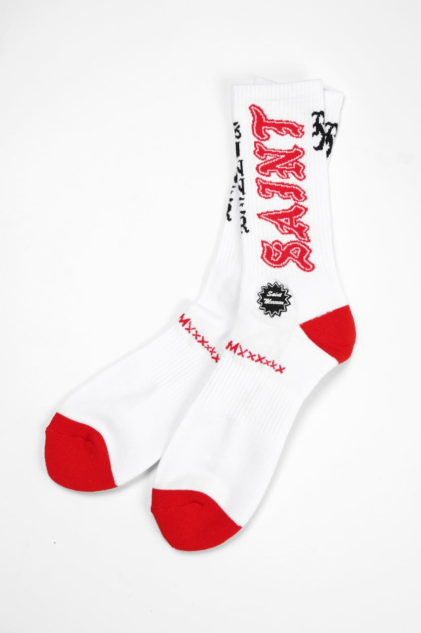 Load image into Gallery viewer, SAINT Mxxxxxx SOCKS / SAINT (WHITE+RED)