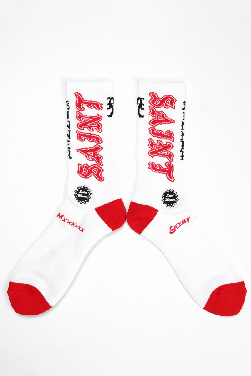 Load image into Gallery viewer, SAINT Mxxxxxx SOCKS / SAINT (WHITE+RED)