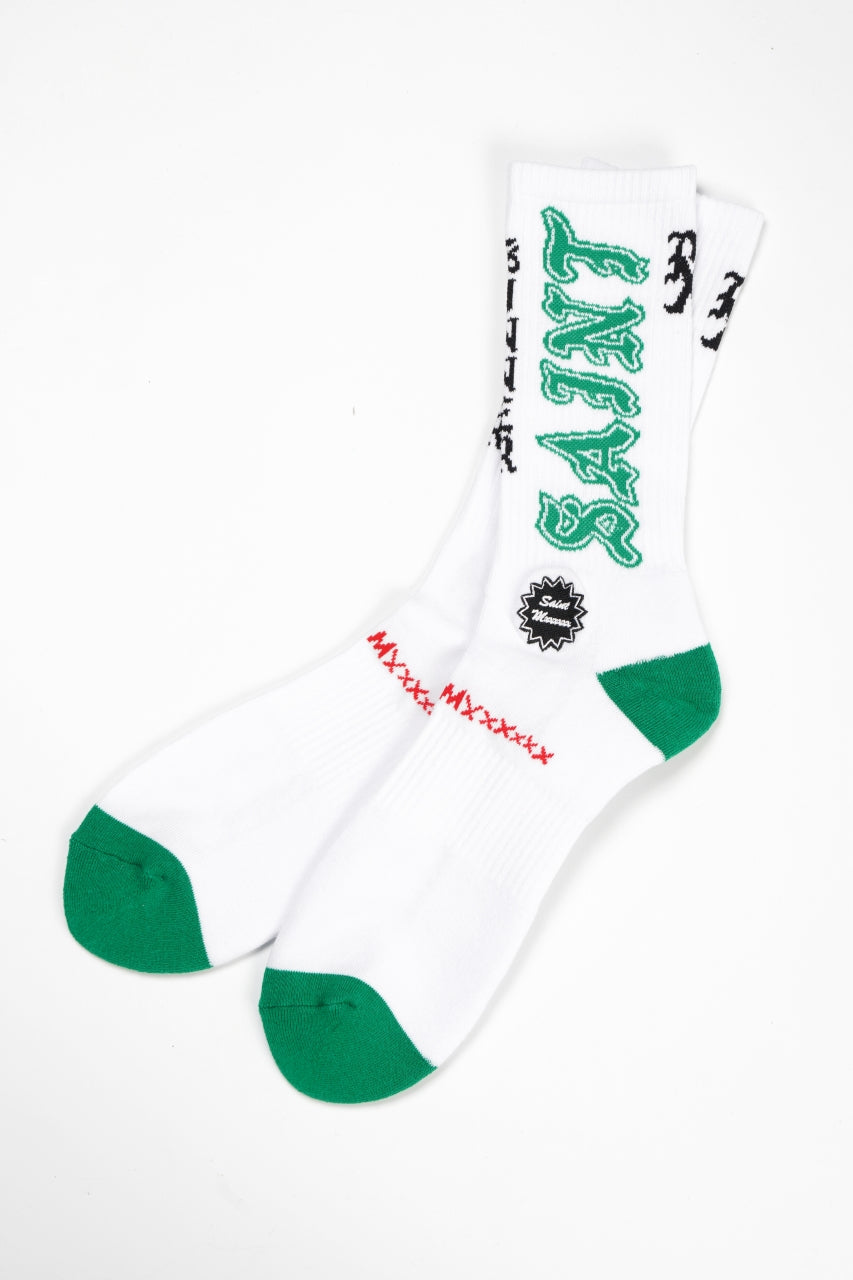 Load image into Gallery viewer, SAINT Mxxxxxx SOCKS / SAINT (WHITE+GREEN)