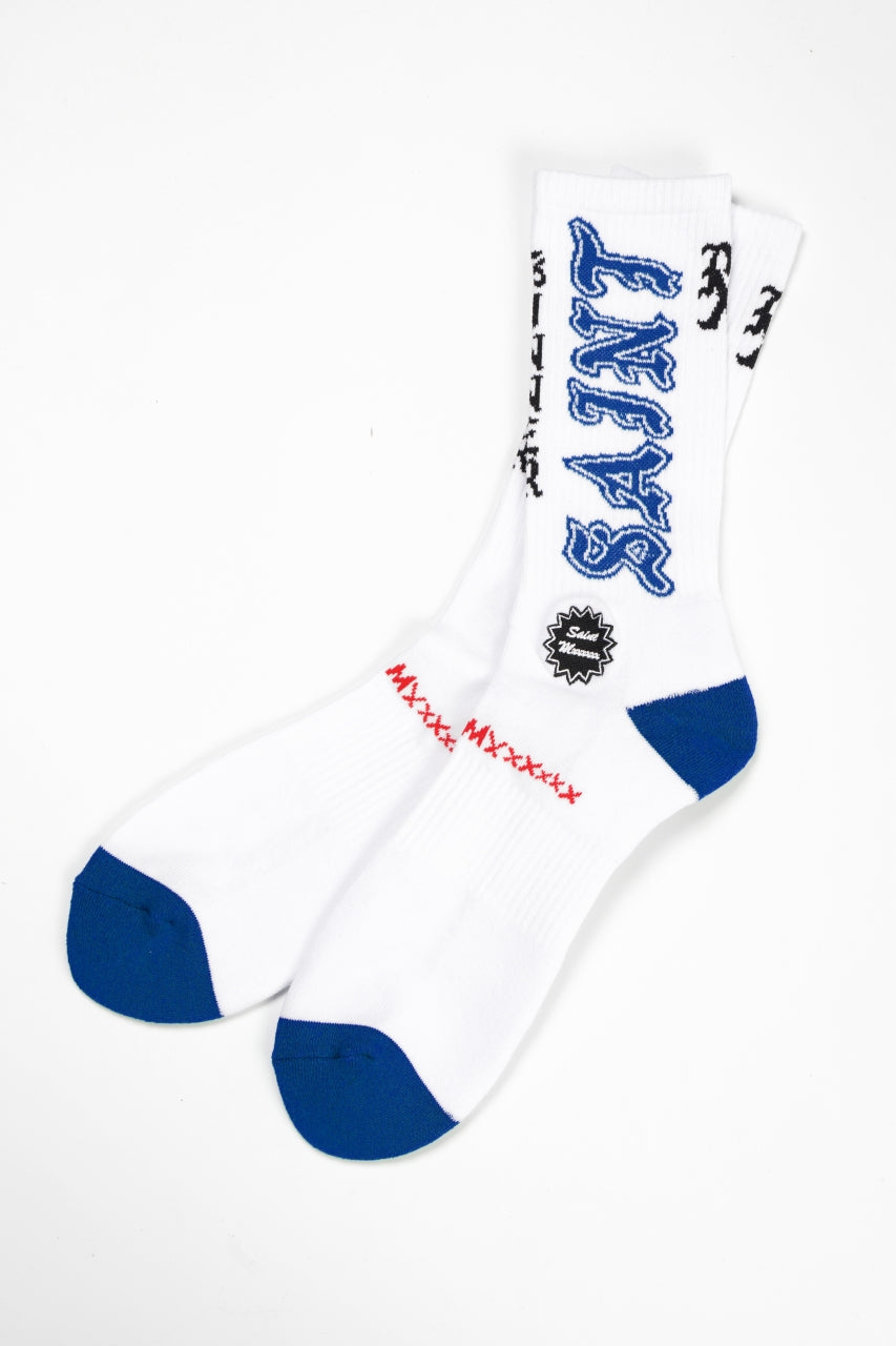 Load image into Gallery viewer, SAINT Mxxxxxx SOCKS / SAINT (WHITE+BLUE)