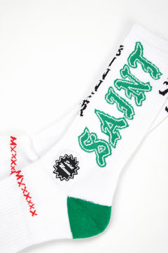 Load image into Gallery viewer, SAINT Mxxxxxx SOCKS / SAINT (WHITE+GREEN)