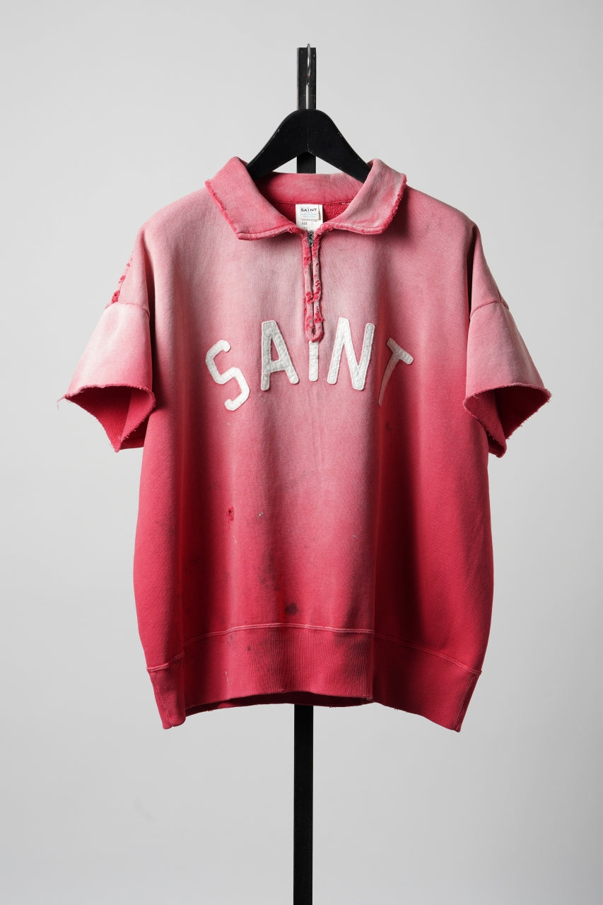 Load image into Gallery viewer, SAINT Mxxxxxx SS HALF ZIP SWEAT / SAINT (RED)