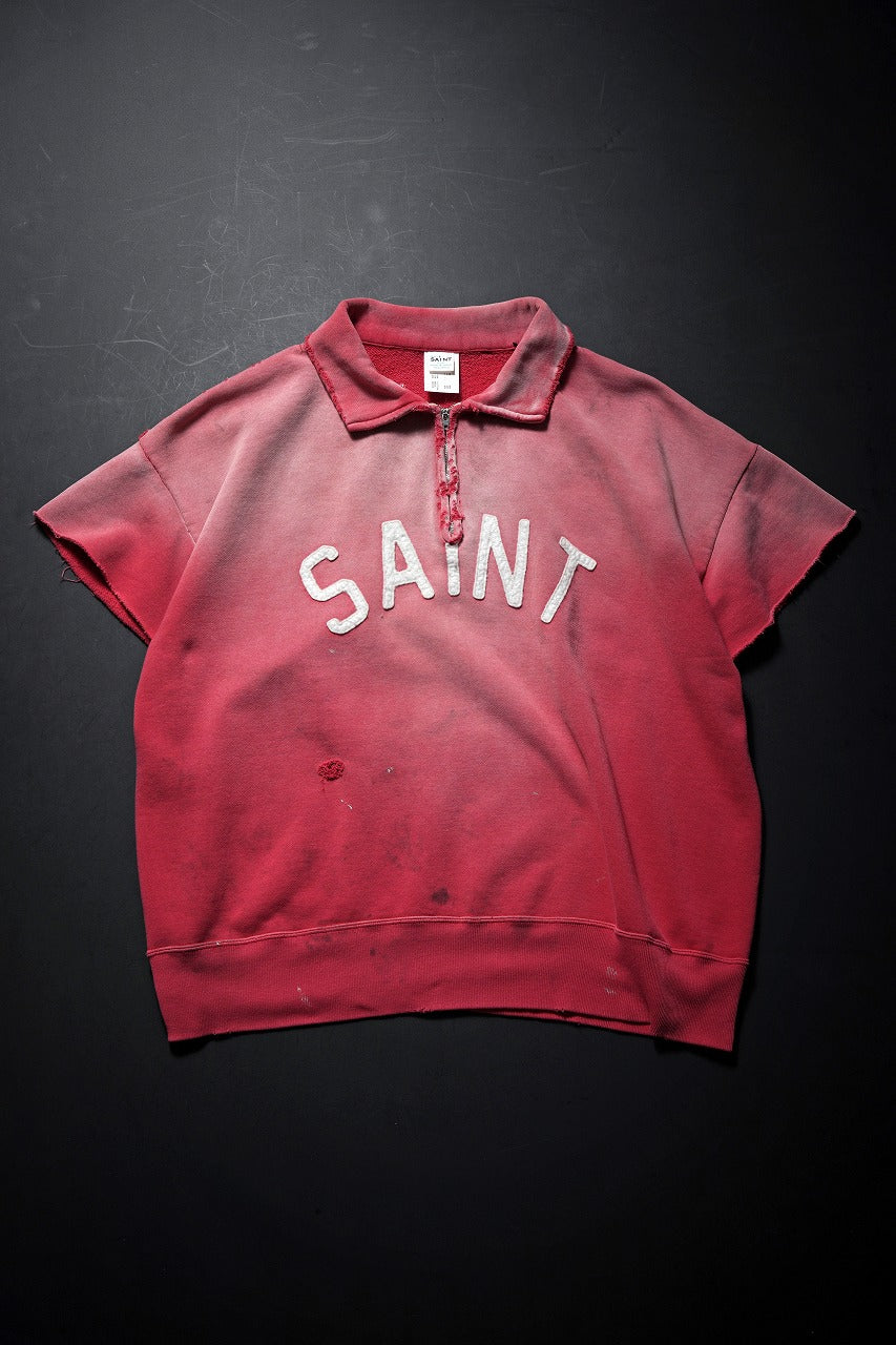 Load image into Gallery viewer, SAINT Mxxxxxx SS HALF ZIP SWEAT / SAINT (RED)