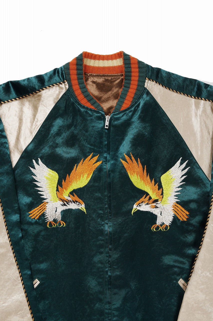 画像をギャラリービューアに読み込む, FULLCOUNT REVERSIBLE SKAJAN &quot;HAWK &amp; DRAGON&quot; (GREEN x ECRU / BROWN x ECRU)