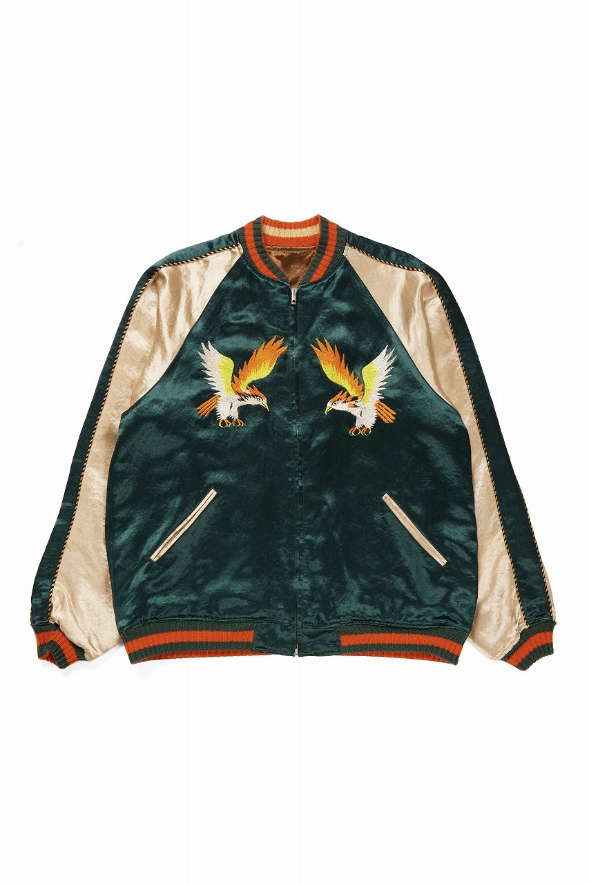 画像をギャラリービューアに読み込む, FULLCOUNT REVERSIBLE SKAJAN &quot;HAWK &amp; DRAGON&quot; (GREEN x ECRU / BROWN x ECRU)