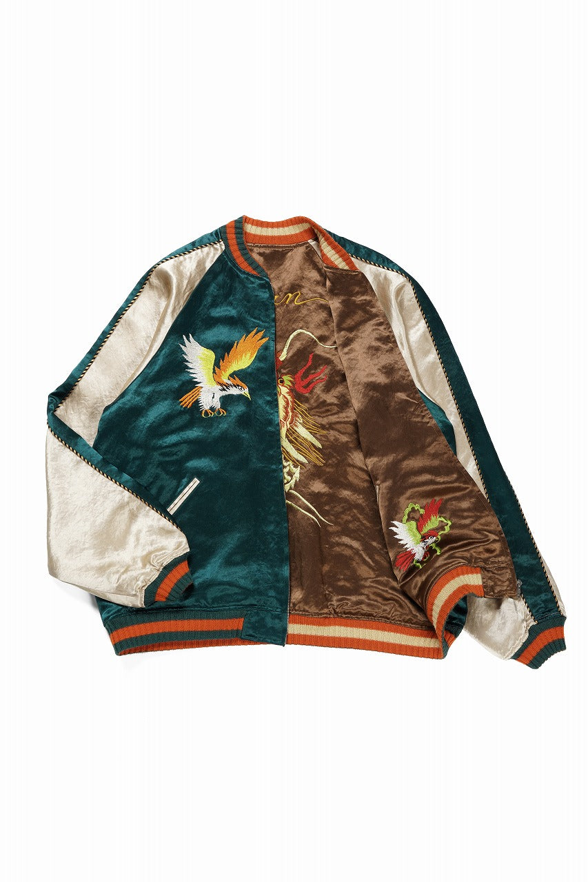 画像をギャラリービューアに読み込む, FULLCOUNT REVERSIBLE SKAJAN &quot;HAWK &amp; DRAGON&quot; (GREEN x ECRU / BROWN x ECRU)