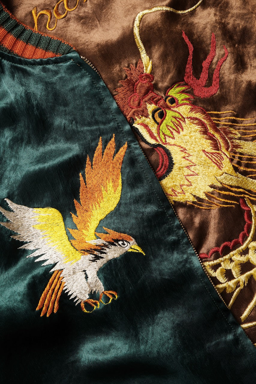 画像をギャラリービューアに読み込む, FULLCOUNT REVERSIBLE SKAJAN &quot;HAWK &amp; DRAGON&quot; (GREEN x ECRU / BROWN x ECRU)