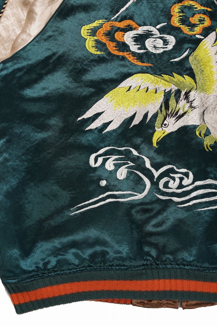 画像をギャラリービューアに読み込む, FULLCOUNT REVERSIBLE SKAJAN &quot;HAWK &amp; DRAGON&quot; (GREEN x ECRU / BROWN x ECRU)