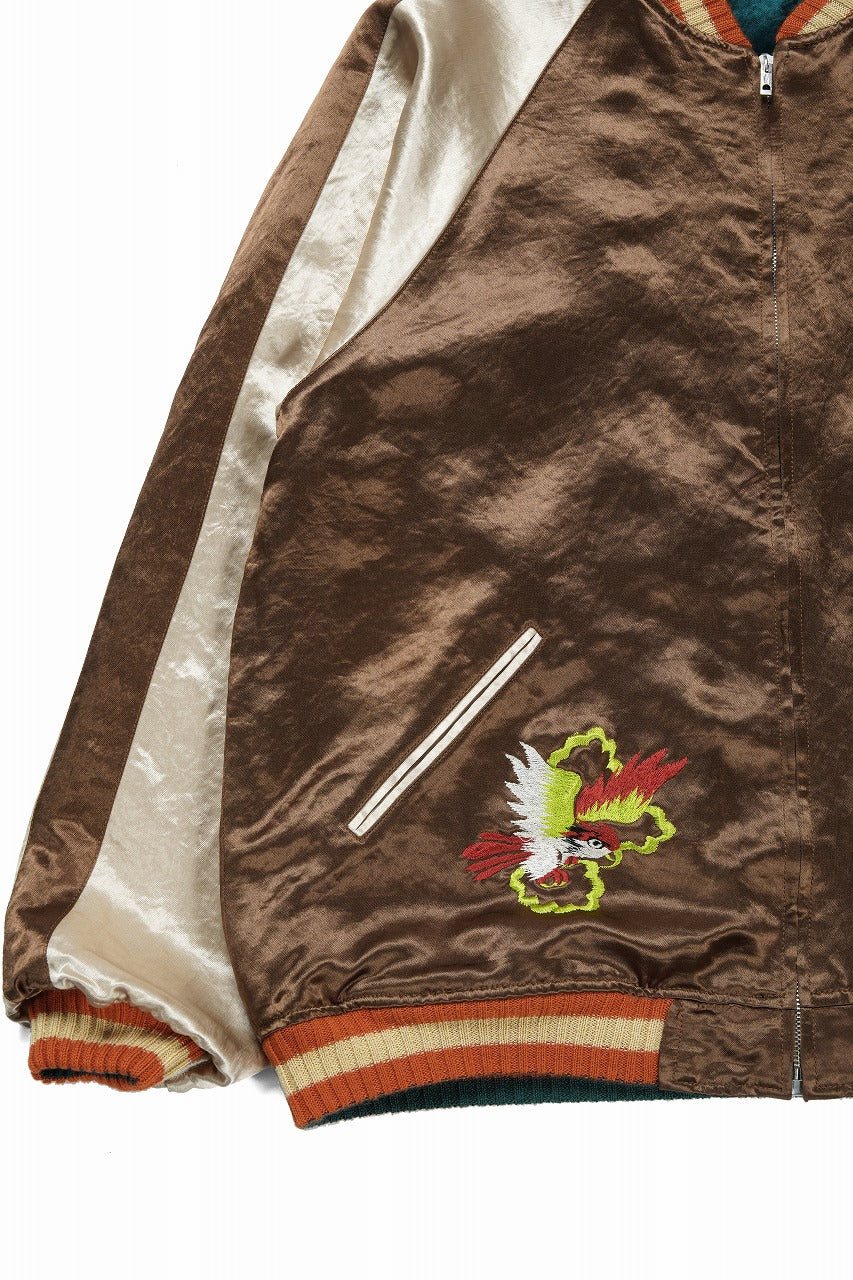 画像をギャラリービューアに読み込む, FULLCOUNT REVERSIBLE SKAJAN &quot;HAWK &amp; DRAGON&quot; (GREEN x ECRU / BROWN x ECRU)