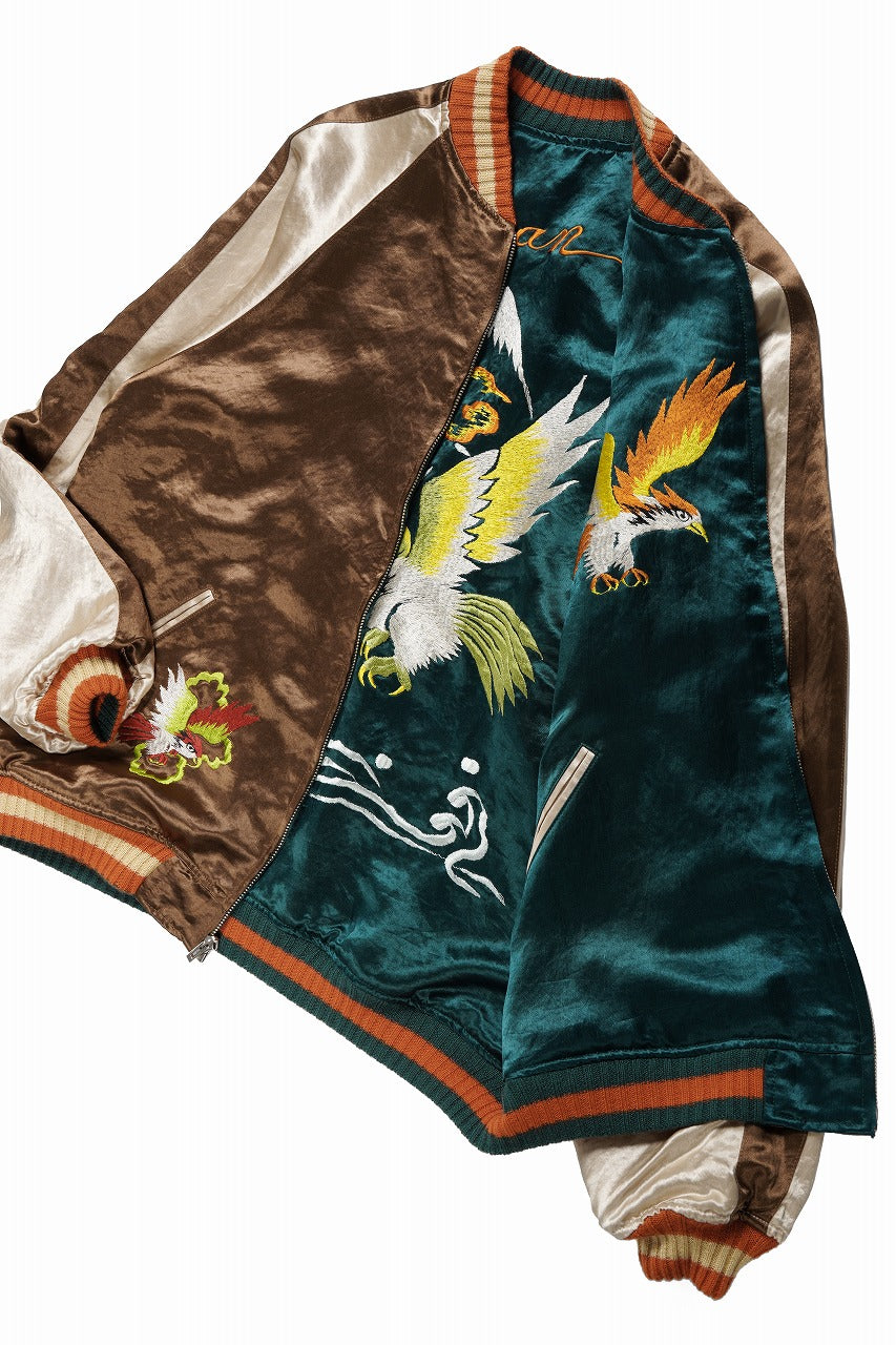 画像をギャラリービューアに読み込む, FULLCOUNT REVERSIBLE SKAJAN &quot;HAWK &amp; DRAGON&quot; (GREEN x ECRU / BROWN x ECRU)